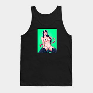 Cute Anime Neko girl with devil horns and tail Tank Top